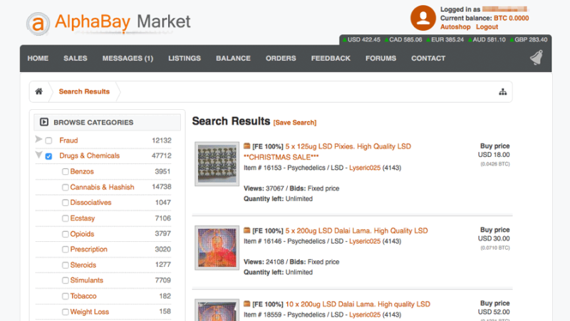 La web de AlphaBay Market